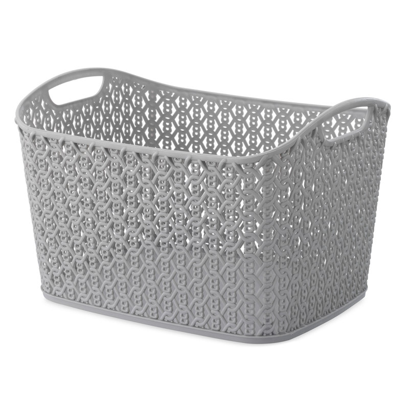 Whitmor Link Stitch Small Resin Form Shelf Tote - Flint Grey, 10" H x 13" W x 15" D, Grey