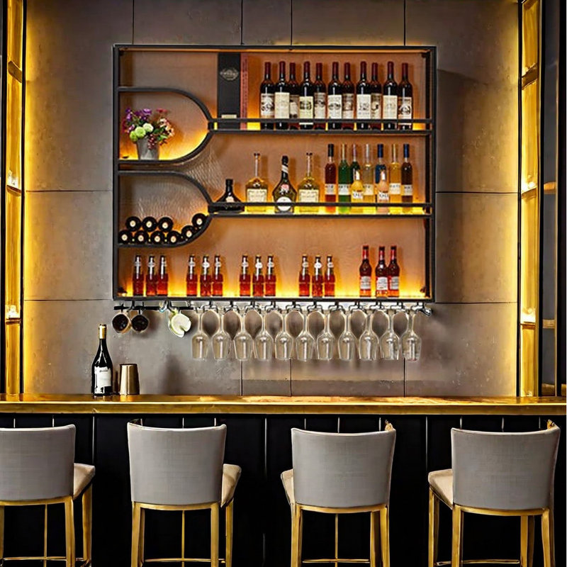 Novelty Creative Wall Mounted Wine Rack, 49.2" H x 59" W x 9.8" D