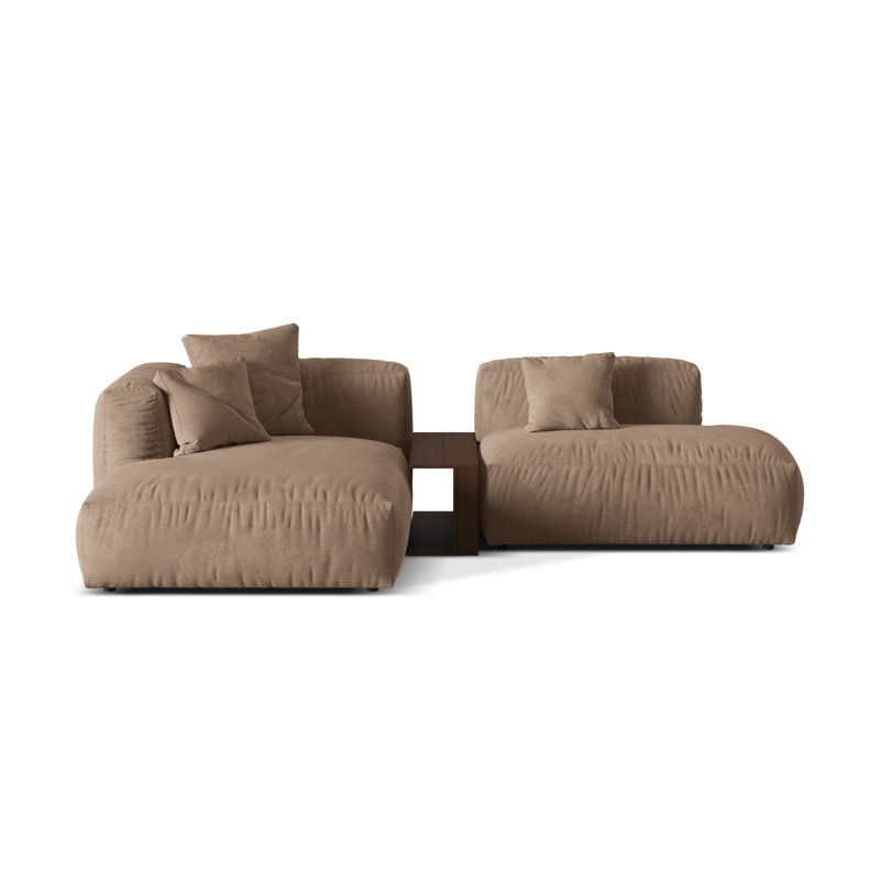 Bedar 2 Seater Velvet Corner Sofa , Dark Beige