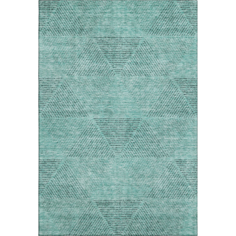 Premium Machine Washable Prisco Teal Rug