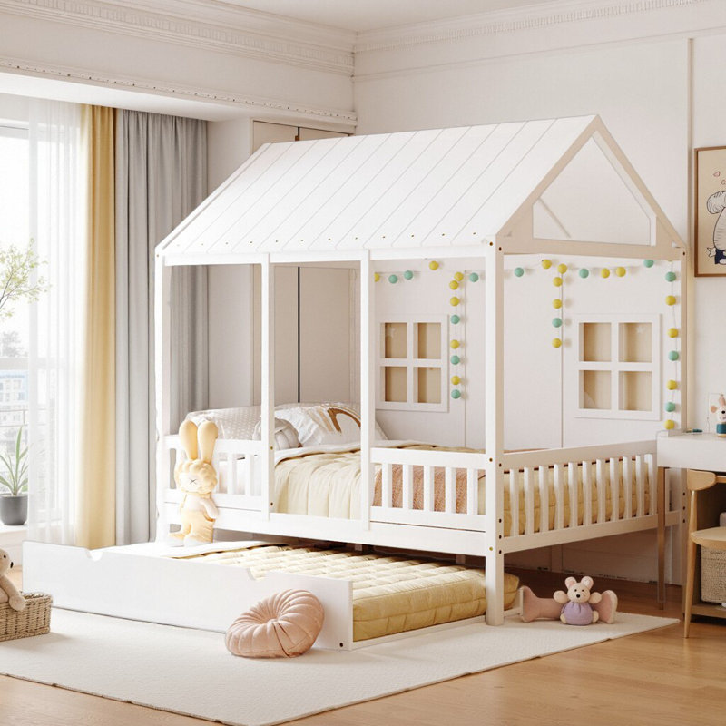 Lit plateforme pour enfants avec lit gigogne, Lit double