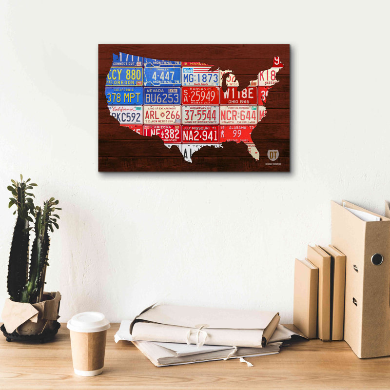 «USA Flag Map» par Design Turnpike, H 12 po x l 18 po x P 0,75 po