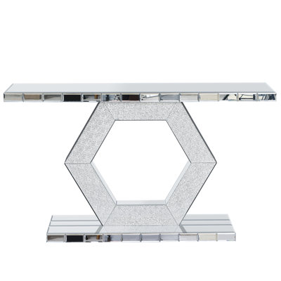 Luxury Art Dual - Tier Sparkling Mirror Table, For Hallway And Living Room Contemporary Console Areas