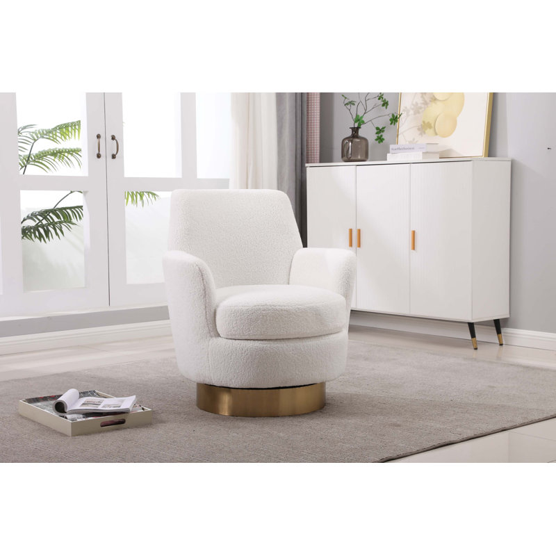 Fauteuil demi-tonneau Teddy, Fausse fourrure ivoire