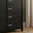 Vera Noir Modern Glam 5-Drawer Highboy Chest with Sintered Stone Marble-Pattern Top and Clear Handles