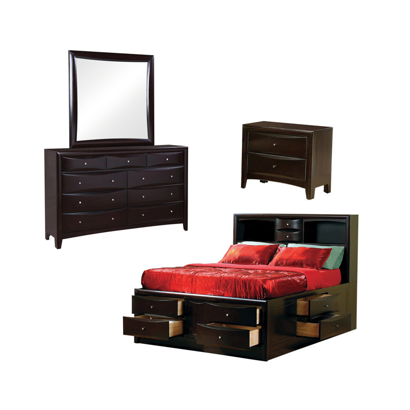 Hedlund Cappuccino 4-Piece Bedroom Set, Queen