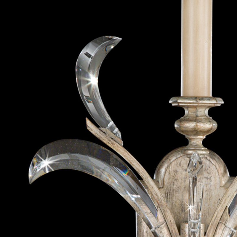 Beveled Arcs 1 - Light Candle Wall Light, Muted Silver Leaf