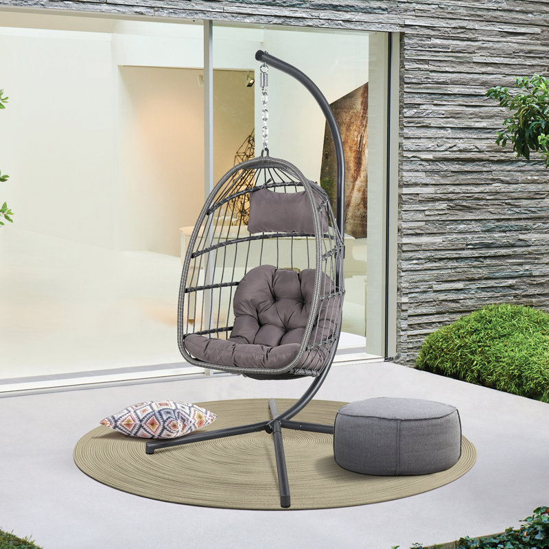 Watterson Porch Swing with Stand, Dark Grey/Dark Grey