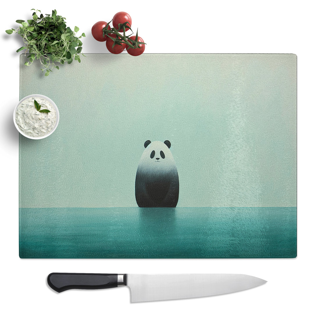 Panda Minimalism No.2  Glass Chopping Board
