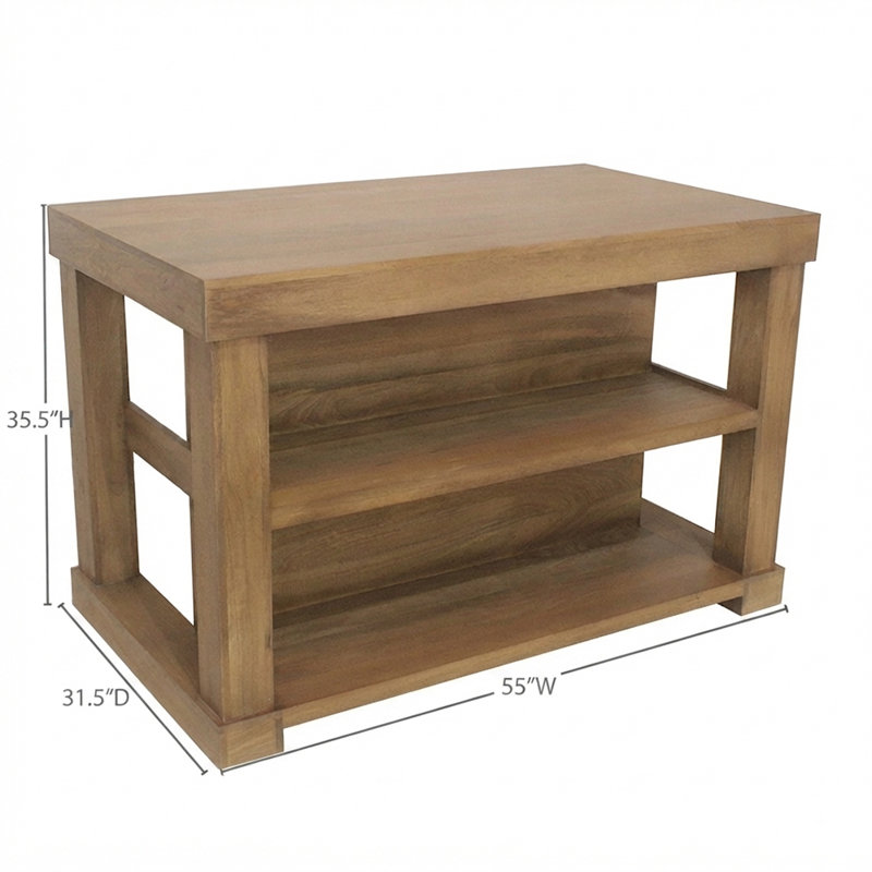 Îlot de cuisine en bois massif de manguier 140 cm L x 90 cm H x 80 cm P