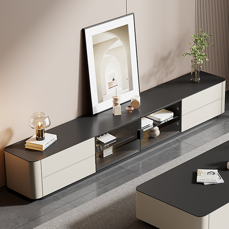 Solid wood advanced simple rock panel TV cabinet, 94.48"