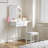 Small Makeup Vanity Set with LED Mirror & Stool-393462894