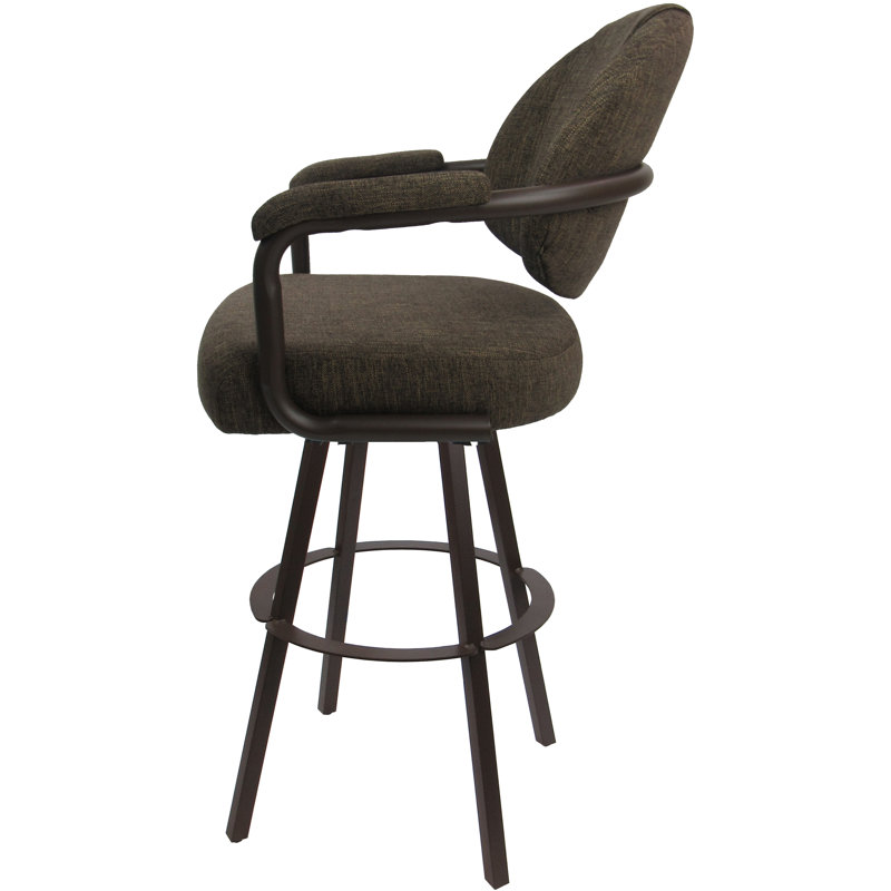 Tabouret de bar pivotant en métal Leandra, Mélange de polyester Sanora / cadre brun