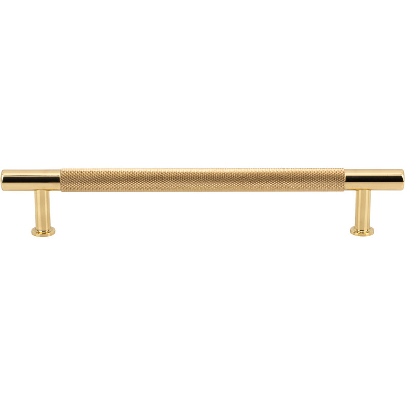 Beliza Knurled Bar Pull, Polished Brass, 6 5/16"