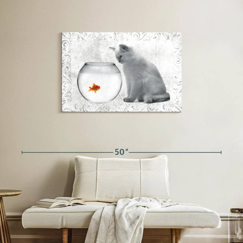 Goldfish And Cat, 24" H x 36" W