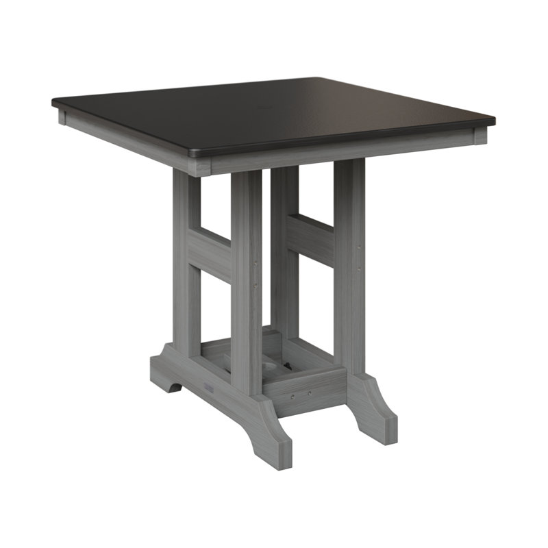 Table de bar carrée 33 po Berlin Gardens Garden Classic, H 39,5 po x l 33 po x P 33 po, Bois flottant gris, Noir martelé