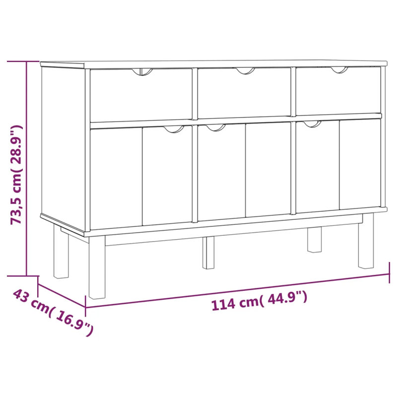Kambell 114cm Sideboard, Brown/Grey