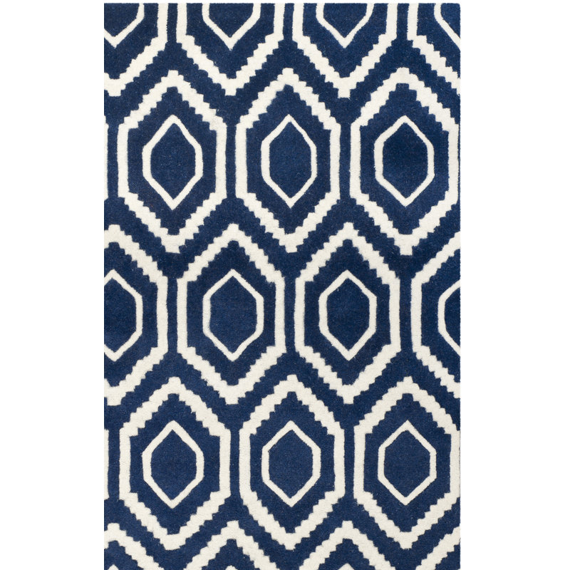 Deedie Hand Tufted Wool Geometric Rug, Rectangle 3' x 5'