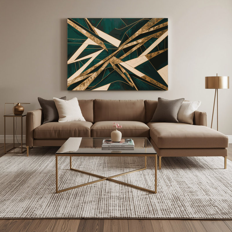 «Geometric Abstraction 97», art mural sur toile verte, H 8 po x l 10 po