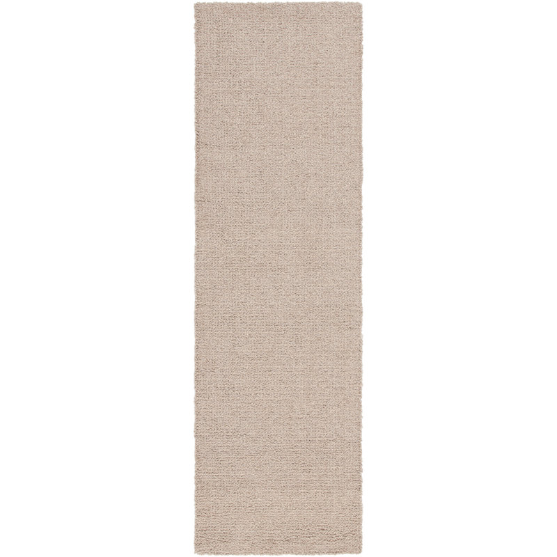 Abstract Hand Tufted Wool/Cotton Solid Colour Rug in Light Brown, Runner 2'3" x 8'