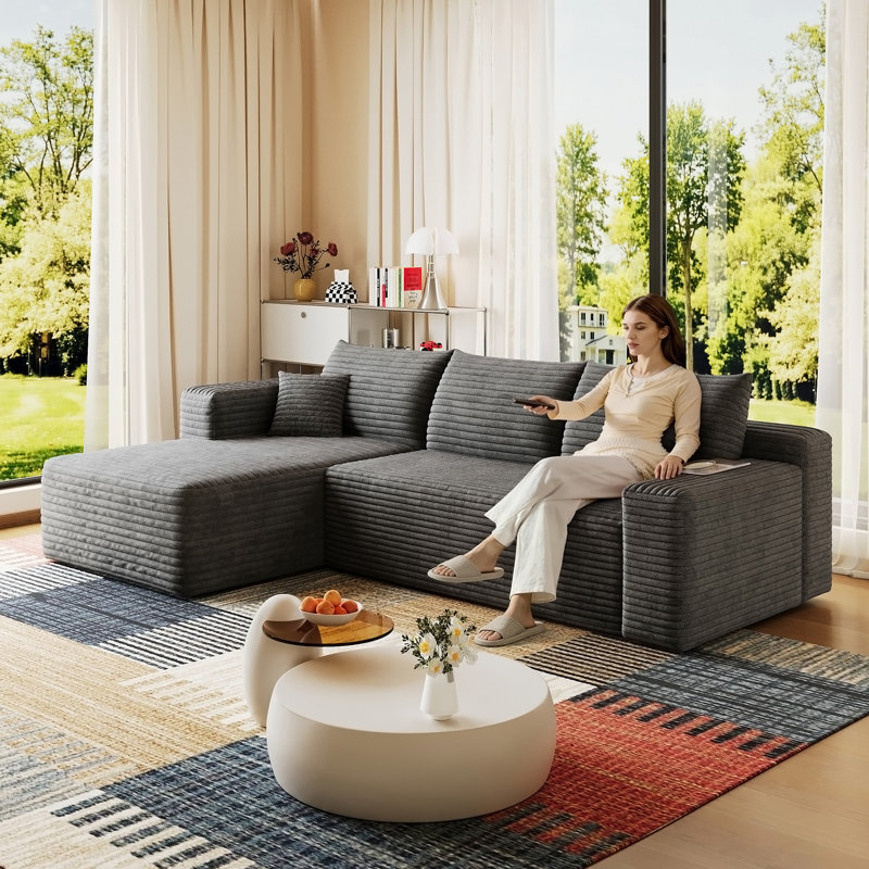 Canapé modulaire 95 "Cloud, L 95 po, Tissu gris foncé
