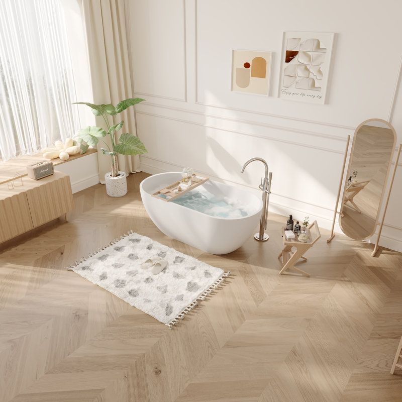 59'' Matte White Acrylic Freestanding Soaking Bathtub