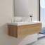 Meuble-lavabo flottant 48 po en chêne naturel moderne avec surface solide intégrée, rangement texturé ondulé, pré-assemblé