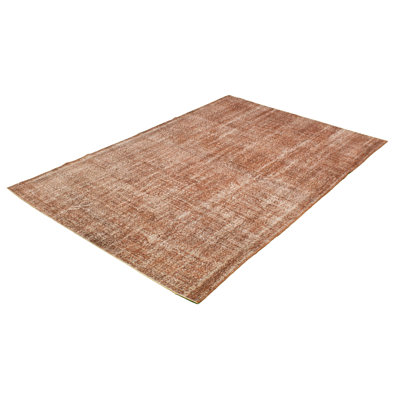 Tapis intérieur de laine 7 pi 7 po x 10 pi 2 po à la main one-of-kind à la main-noué la 1980 brown Overdyed