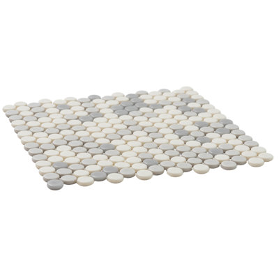 Carreau de mosaïque rond en verre 12 po x 12 po Eterna Penny