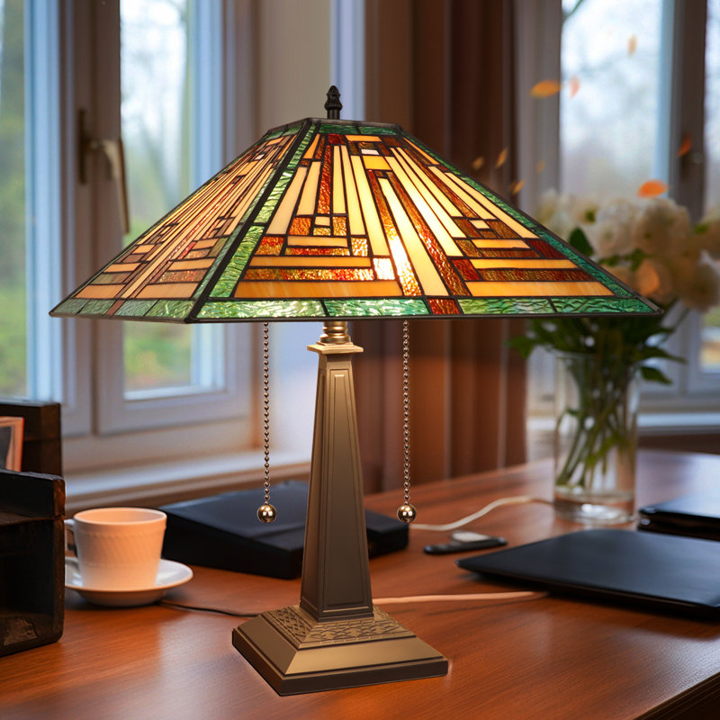 CHLOE Lighting FIRMAN Tiffany-Style 2-Light Mission Table Lamp 16" Shade