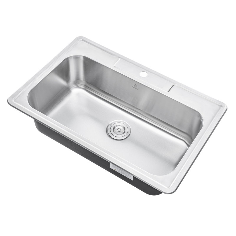 33'' L Drop-In Single Bowl Stainless Steel Kitchen Sink, 1 Hole