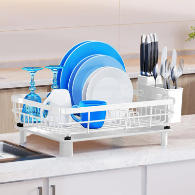 Stainless Steel Dish Drying Rack with Removable Utensil Holder