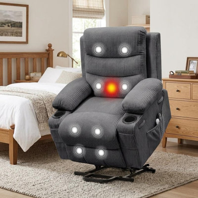 Fauteuil inclinable électrique surdimensionné avec massage et chaleur - siège large, soutien robuste, confort quotidien