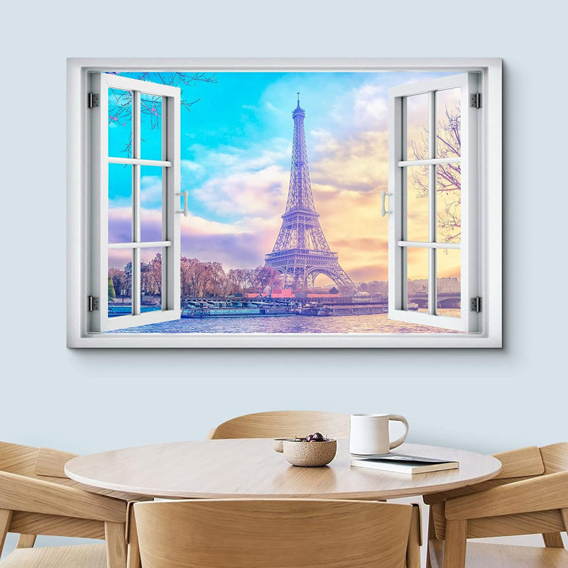 Pastel Sunset Eiffel Tower Paris France Wilderness Nature sur toile, H 16 po x l 24 po x P 1,5 po