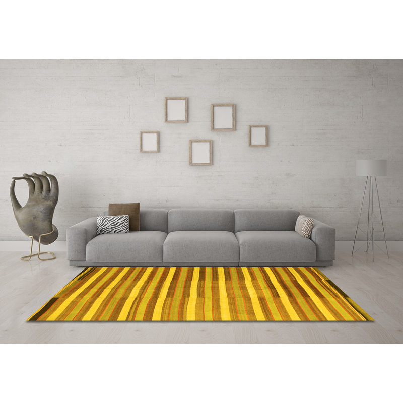Hercule Washable Striped Indoor Rug, Round 6'