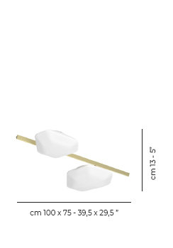 Modulor Ceiling/Wall Lamp 1 White Matt Painted Brass L3299 Ul, Painted Brass, 2700K