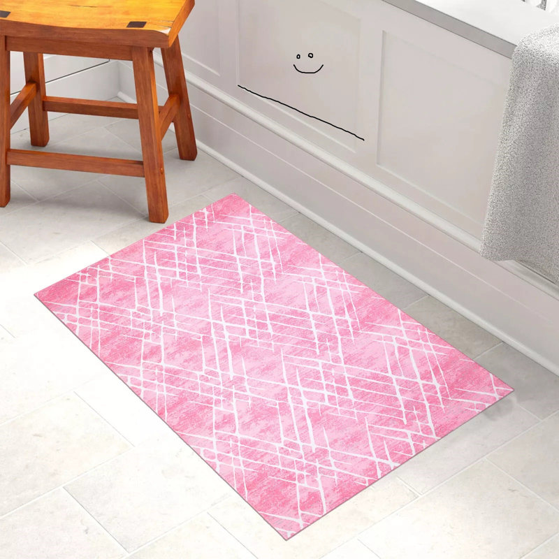 Alainah Geometric Indoor Doormat, 80 cm L x 50 cm W, Pink