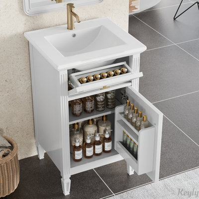 Meuble-lavabo noir 20 po avec lavabo et tablette réglable