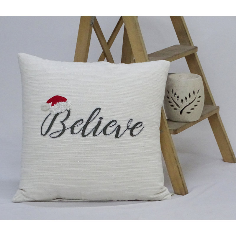 Christmas Pillow Embroidered Cotton Blend Throw Pillow