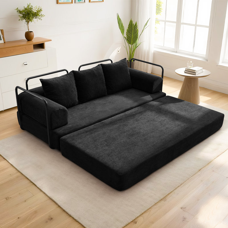 Convertible Sofa Bed ,5 In 1 Modular Sofa Bed For Living Room , Floor Sofa Lounge Couch With Removable Pillows, Black