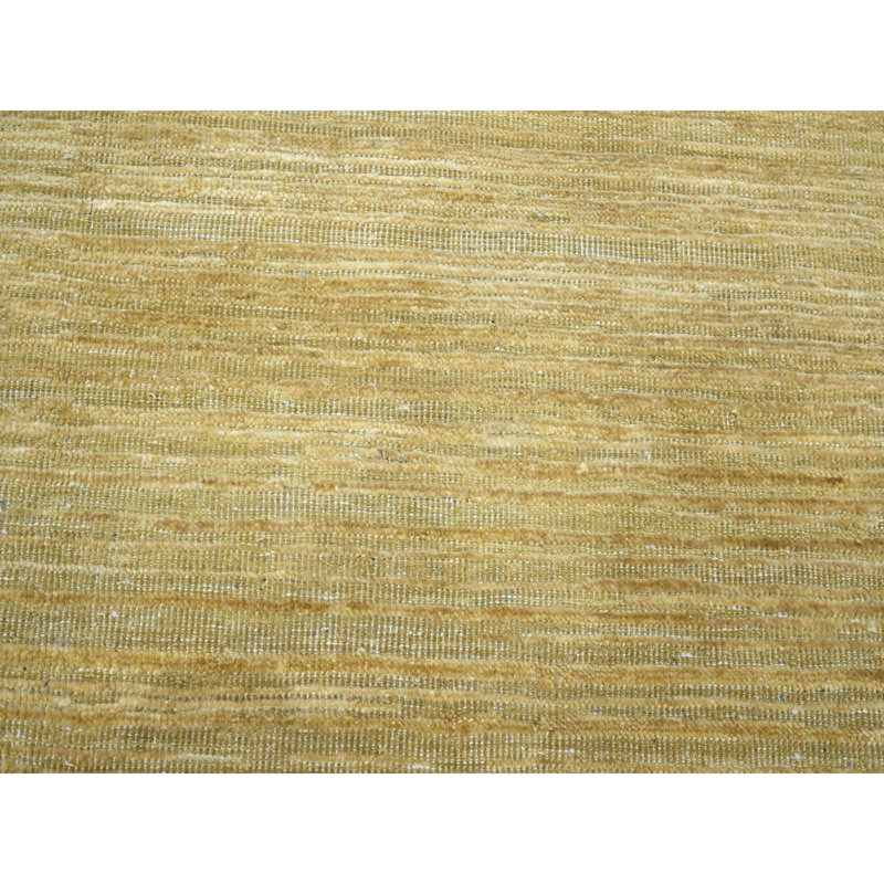 Tapis oriental noué à la main 9 pi x 12 pi 3 po brun uni en laine avec de la laine texturée