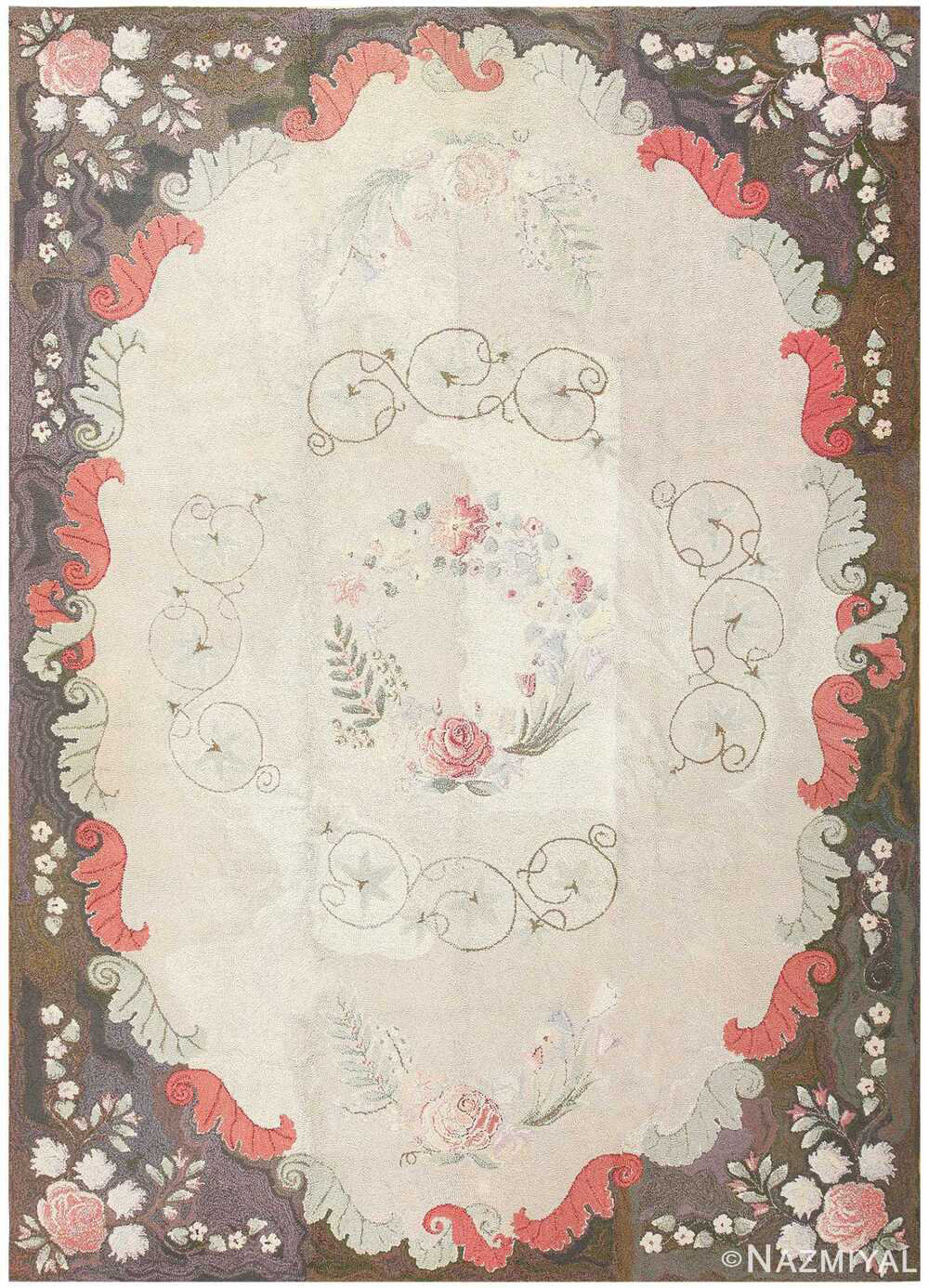 Nazmiyal Collection Antique American Hooked Rug. Size: 5 ft 9 in x