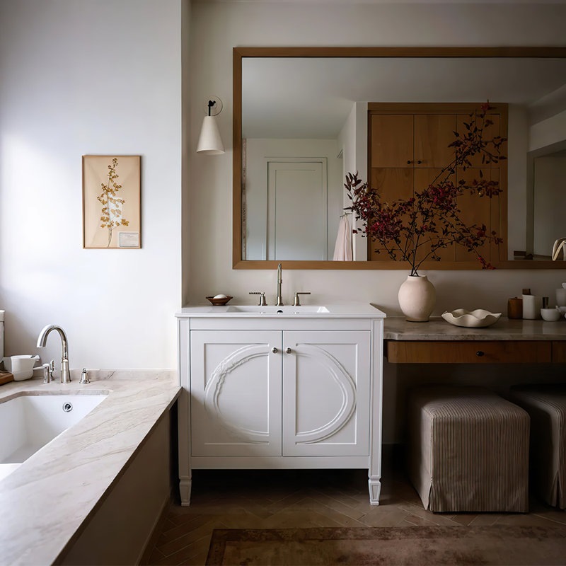 Meuble-lavabo blanc 30 po avec lavabo en céramique avec deux portes et tablette