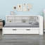 Lit de jour en bois avec lit gigogne simple, lit de jour avec tablette de rangement et ports de chargement USB-1190966138