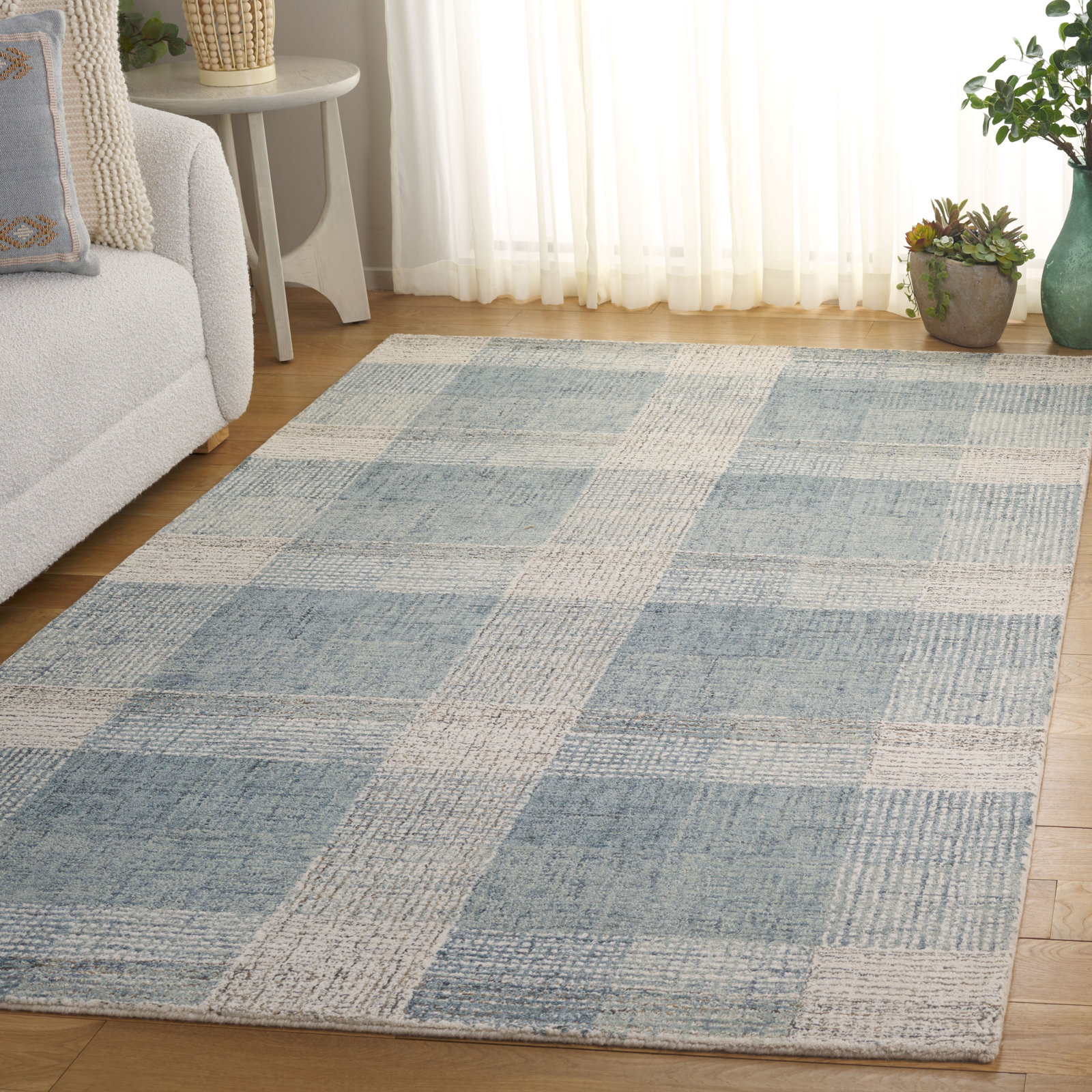 Hand-Tufted Wool Plaid Rug, Rectangle 5' x 8'