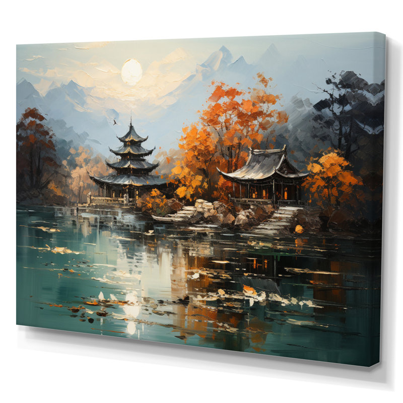 Art asiatique, paysage impérial III - impression, Toile tendue, H 16 po x l 32 po x P 1 po