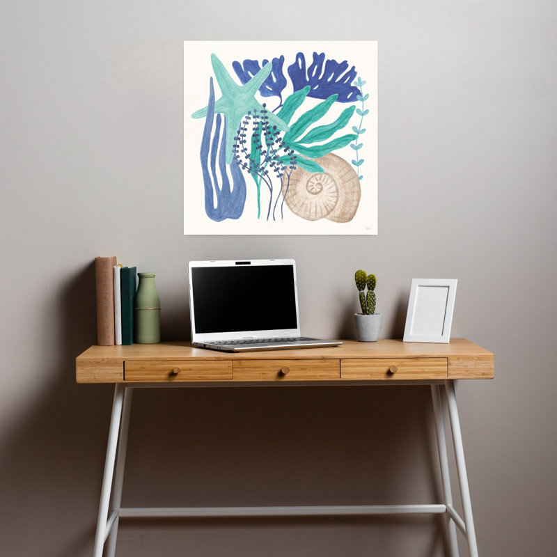 Art côtier abstrait d'étoiles de mer, H 18 po x l 18 po