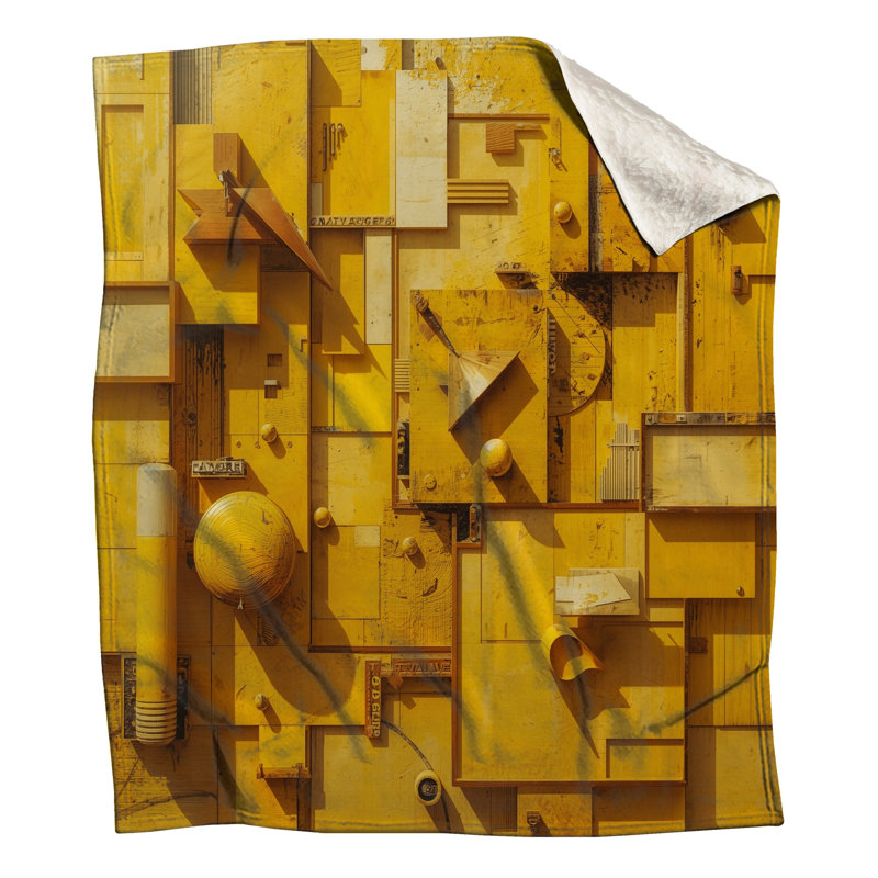Couvertures à formes géométriques jaunes, 60in W x 80in H
