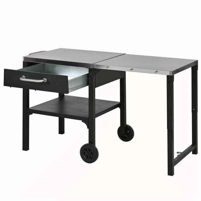 Outdoor Kitchen Cart Foldable Outdoor Prep Station Portable BBQ Cart Grill Cart With Foldable Top And Storage Space For Backyard, Patio