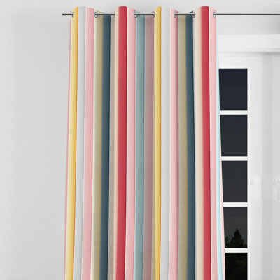 Avaliese - Stripped Blackout Grommet Curtain - 1 panel